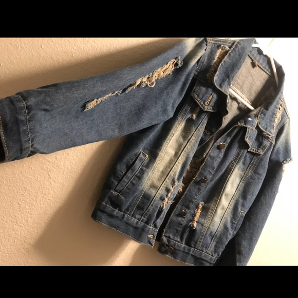 Bleach-washed Ripped Denim Jacket - Picture 3 of 8